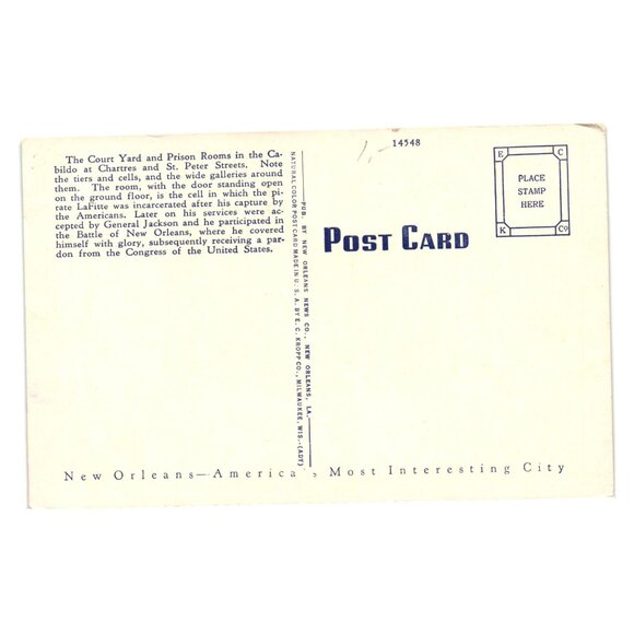 Courtyard Prison Room Cabildo Postcard New Orleans Historic Architecture Vintage - Picture 2 of 2